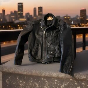 Vintage Excelled Motorcycle Leather Jacket Authentic Genuine Made In USA Size 46